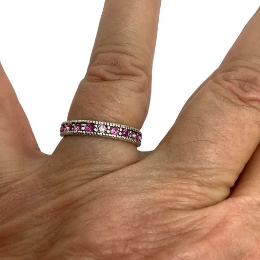 Sterling silver pink CZ eternity ring